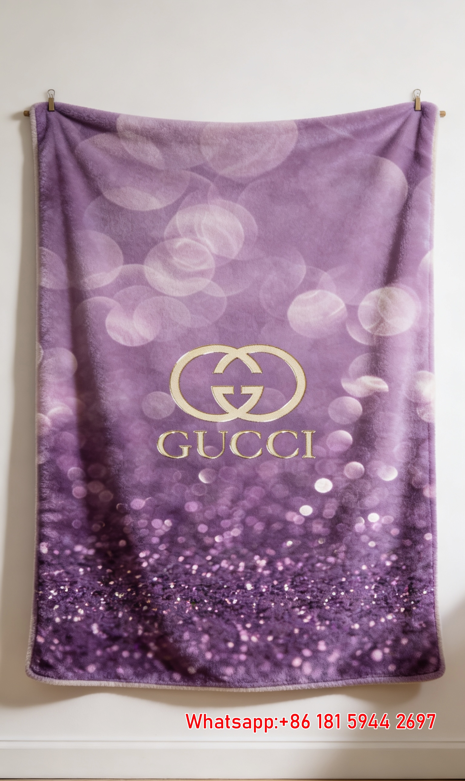 Gucci Purple Glow Throw Blankets Gucci Amethyst Monogram Tapestry IMG_2858